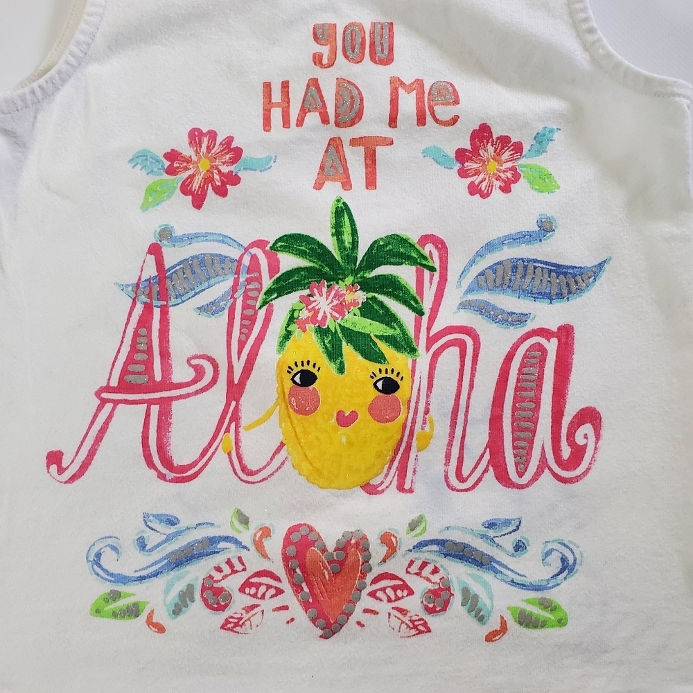 K1351 * Gymboree Girls You Had Me At Aloha Graphic Tank White Size M (7/8) - Picture 6 of 8